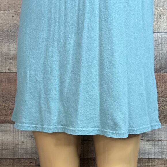 LA Made Flounce Sleeve Tee Shirt Dress Open Back Tie Neck Aqua Blue Size Small - Picture 3 of 9